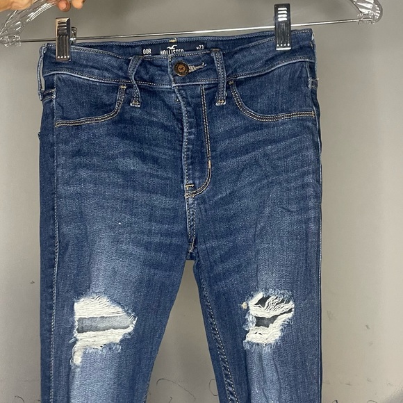 Hollister mid rise jean leggings skinnies distressed dark wash sz 00r 23 - Picture 6 of 6